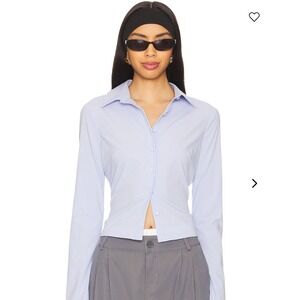 NWOT All The Ways Fiona Button Front Top Blue Pinstripe XS Revolve